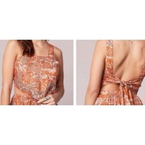 Band of The Free Women's Adella Paisley Crop Top Orange Small  NWT